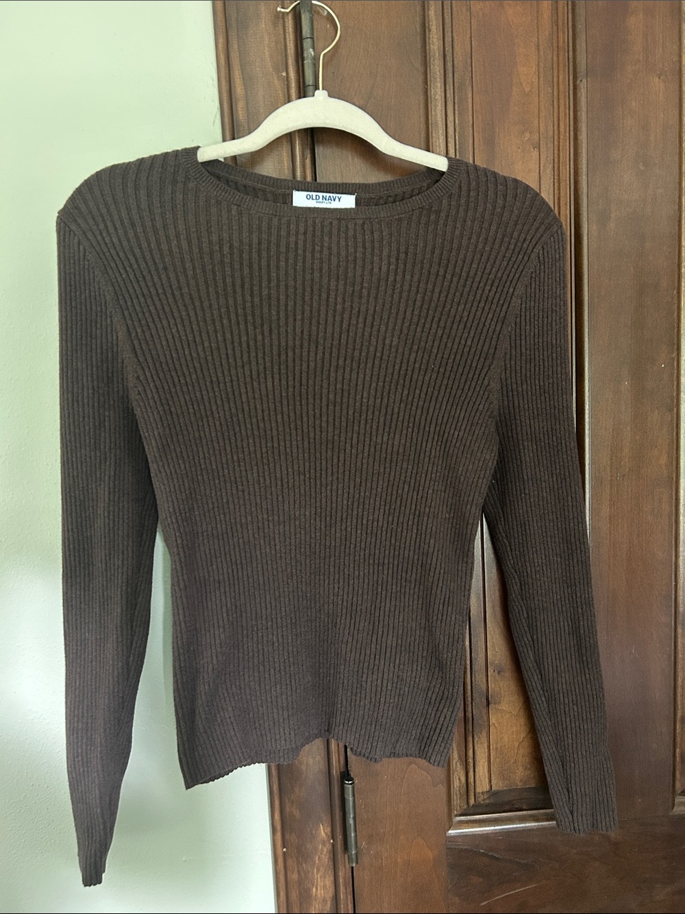 Old Navy Rich Brown Ribbed Crewneck Sweater